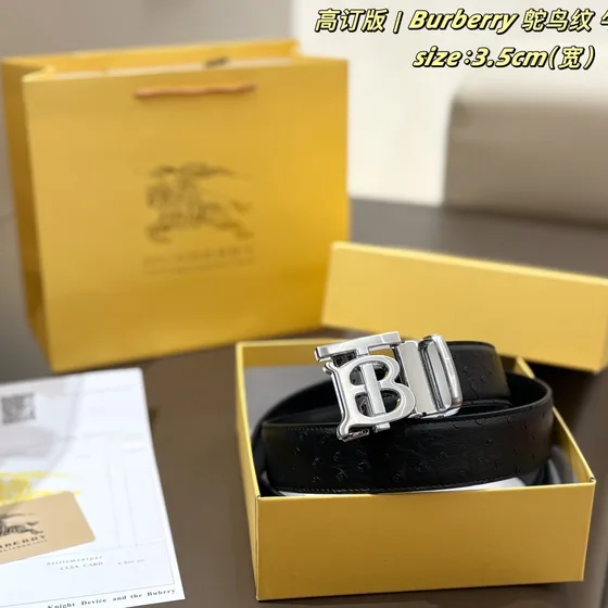 Burberry Ostrich Embossed Skinn Tb Buckle Belt Sort width 3.5cm Belt Bag