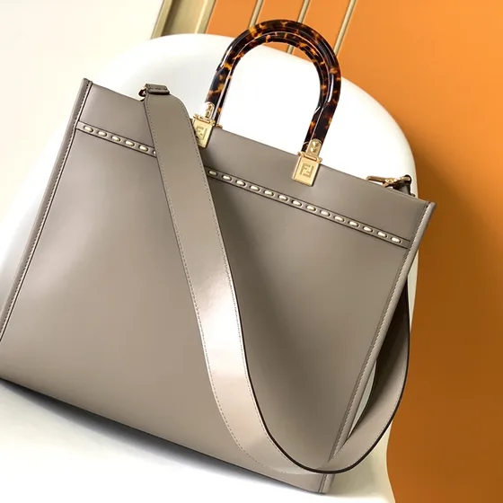 Fendi Sunshine Shopper Tote Grey Tote Bag