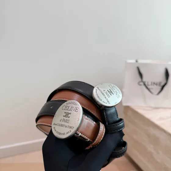 Celine Triomphe Belt Black Belt