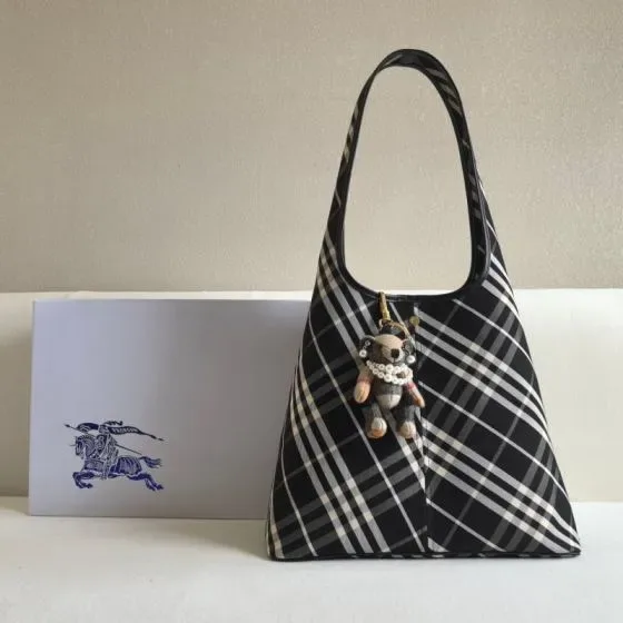 Burberry Check Hobo Black White Hobo
