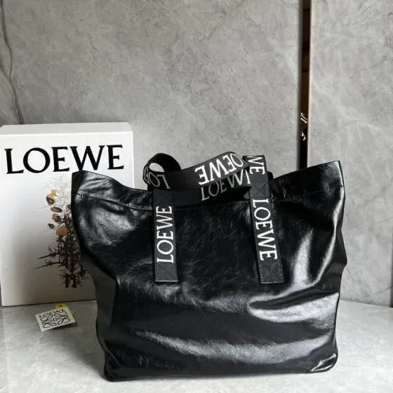 Loewe Fold Shopper Black Tote Bag