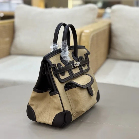 Hermes Birkin 25 Cargo Beige Dark Brown Top Handle