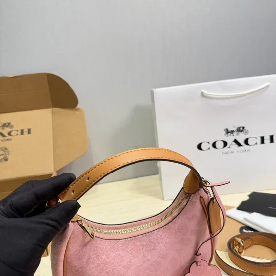 Coach Bailey Hobo Bag In Signature Canvas Powder Pink Hobo