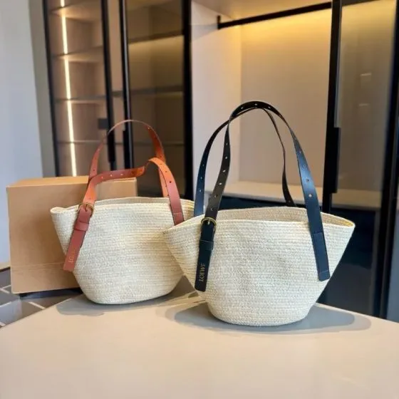 Loewe Basket Bag Natural Raffia Beige Shoulder Bag Tote Bag