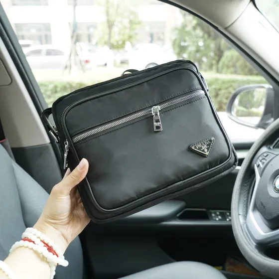 Prada Re-Nylon Saffiano Leather Shoulder Bag Black Crossbody