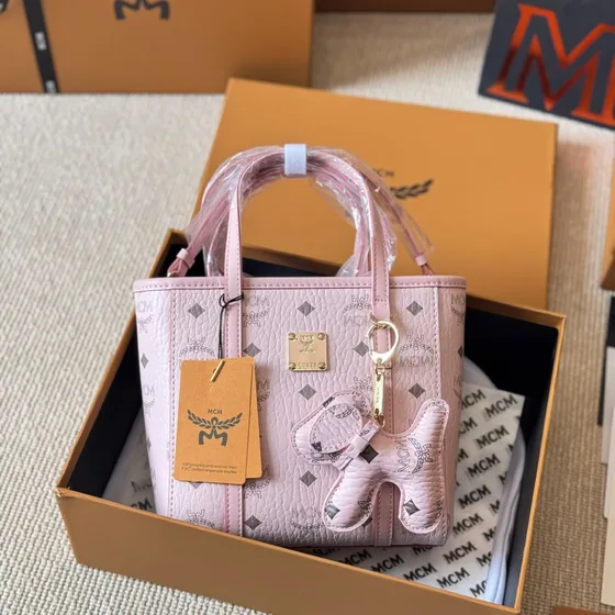 MCM Toni Top Handle Shopper Mini وردي Tote Bag