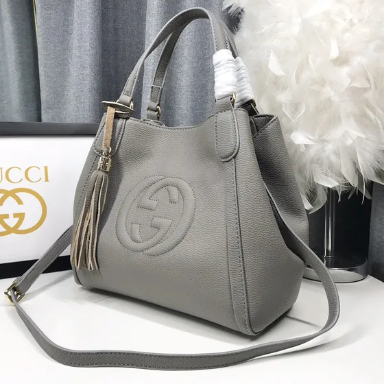 Gucci Soho Piel Asa superior Bag Dark Gris 30x26x14cm Asa superior