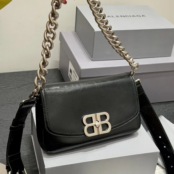 Balenciaga Bb Soft Flap Bag Black Shoulder Bag