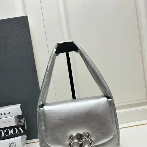 Balenciaga Bb Soft Flap Shoulder Bag Silver Shoulder Bag