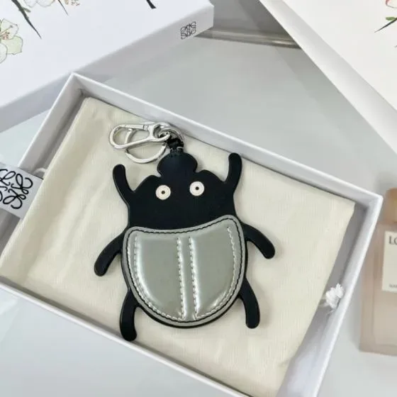 Loewe Beetle Charm Coin Purse Black And Grey Coin Purse