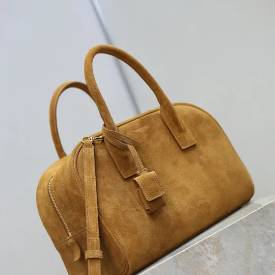 YSL Semsket skinn Boston Bag Caramel Brun Tophåndtak