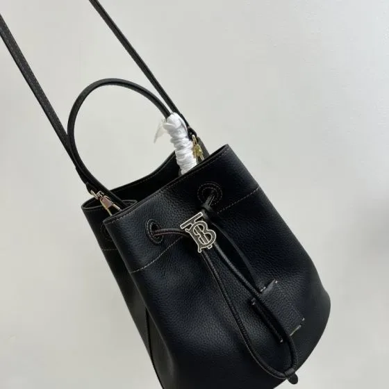 Burberry Tb Small Leather Bucket Bag Black Crossbody