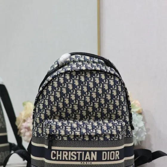 Dior Diortravel Backpack Beige And Navy Blue Backpack