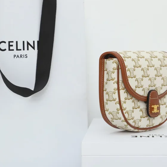 Celine Triomphe Hvid/Brun Crossbody