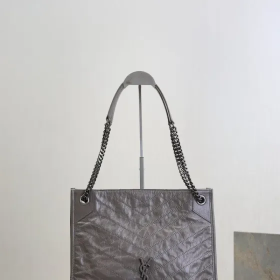 YSL Niki Shopping Tote Fog Grey Tote Bag