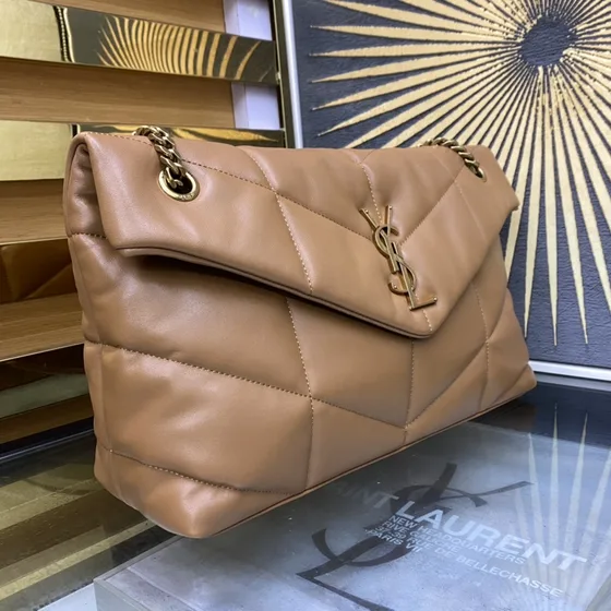 YSL Loulou Puffer Camel Shoulder Bag
