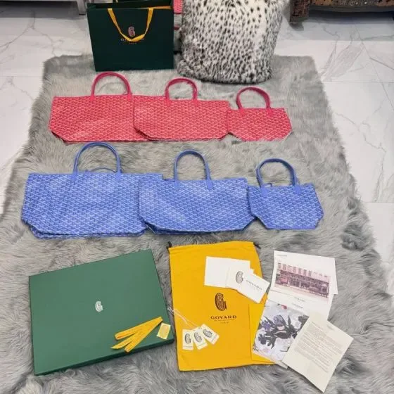 Goyard Saint Louis Red Blue Tote Bag