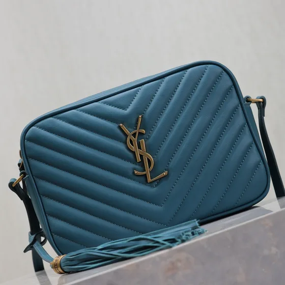 YSL Lou Camera Bag Teal Blue Crossbody