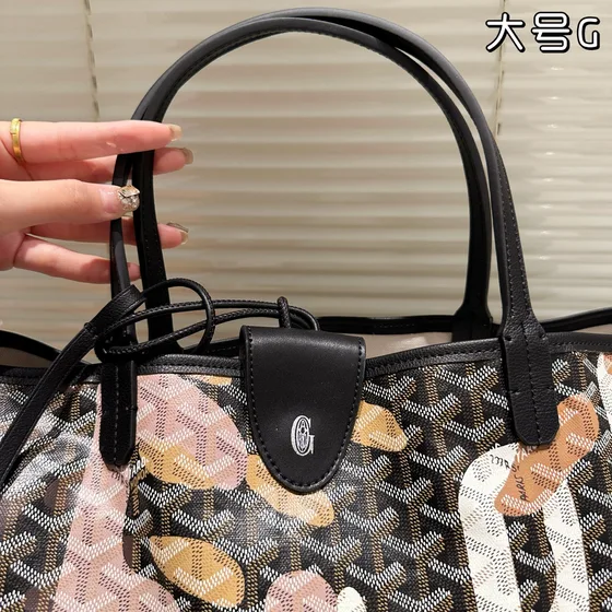 Goyard Saint Louis Tote Gm Meerkleurig Letter Print On Zwart Base Tote tas