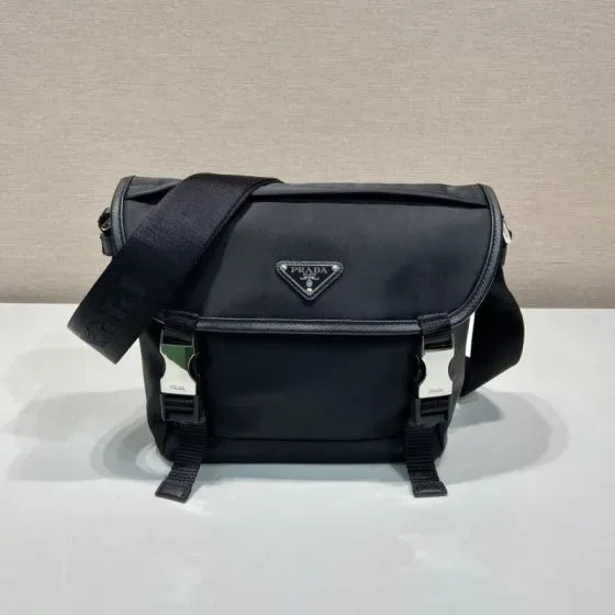 Prada Nylon Messenger Bag Black Crossbody