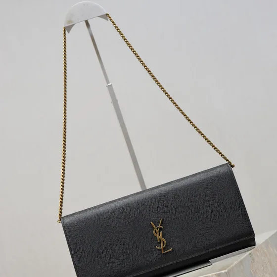 YSL Cassandre Chain Wallet Black Woc