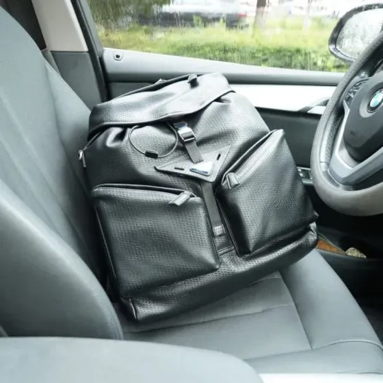 Prada Medium Fold Over Backpack Black Backpack