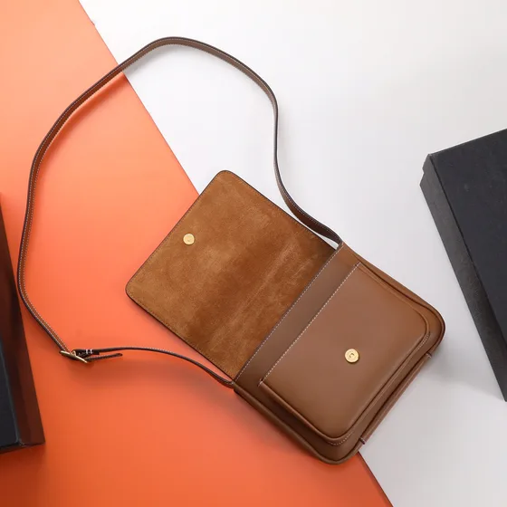 YSL Solferino Medium Satchel Braun Crossbody