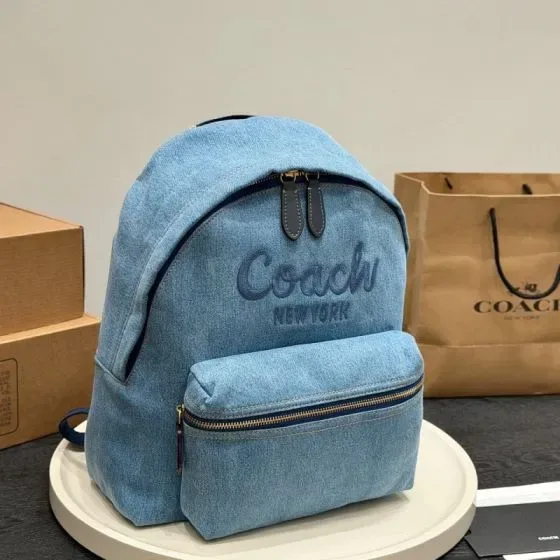 Coach Coach New York Denim Backpack Light Blue Backpack