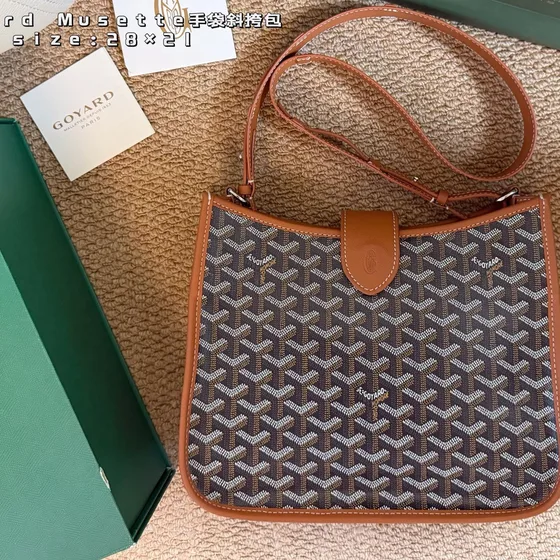 Goyard Musette Zwart Bruin 28×21cm Crossbody