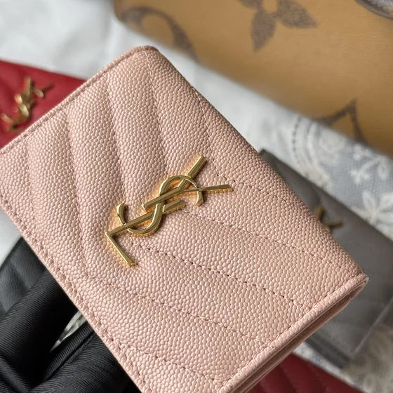YSL Cassandre Matelassé Card Case Light Pembe Card Holder