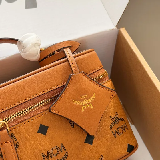 MCM Visetos Vanity Case Cognac Crossbody