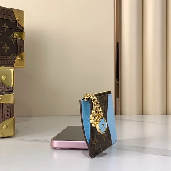 Louis Vuitton Card Holder Brown Light Blue
