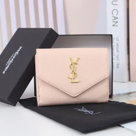 YSL Cassandre Matelassé Compact Envelope Tegnebog Light Lyserød Tegnebog
