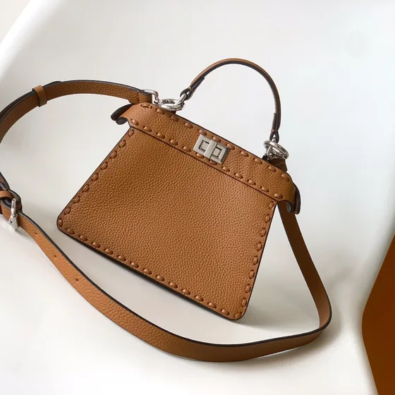 Fendi Peekaboo Caramel Brown Crossbody