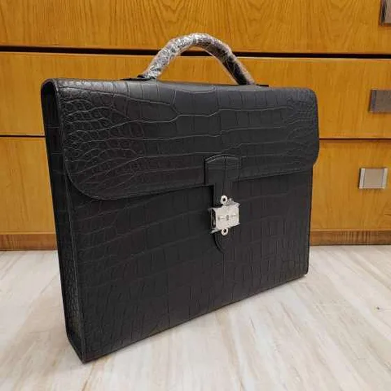 Hermes Evrak çantası Siyah Crocodile-embossed 37x29x6cm business