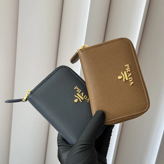 Prada Saffiano Metal Zip Around Card Case Multicolor Card Holder