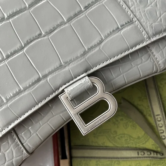 Balenciaga Hourglass Wallet On Chain Gray Woc