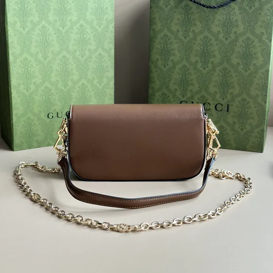 Gucci Horsebit 1955 Small Shoulder Bag With Chain Brown Shoulder Bag
