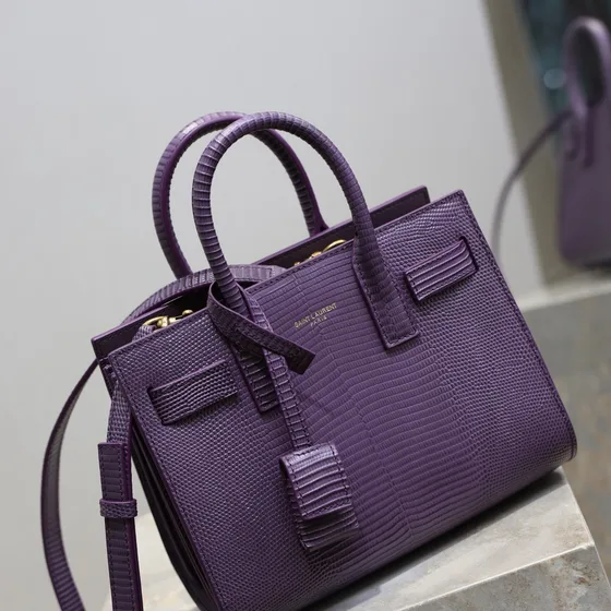 YSL Sac De Jour Purple Top Handle