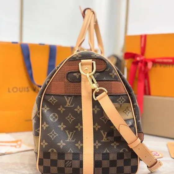 Louis Vuitton Keepall Bandouli re 50 Marron Monogram Damier patchwork 50 travel