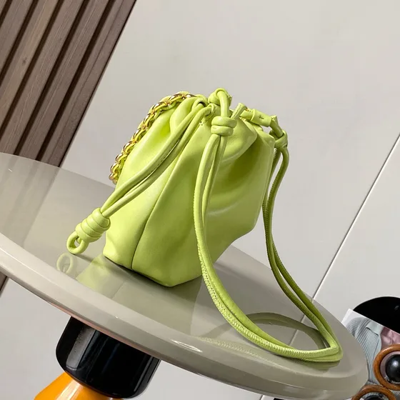 Loewe Flamenco Purse Bucket Bag Lime Green Crossbody