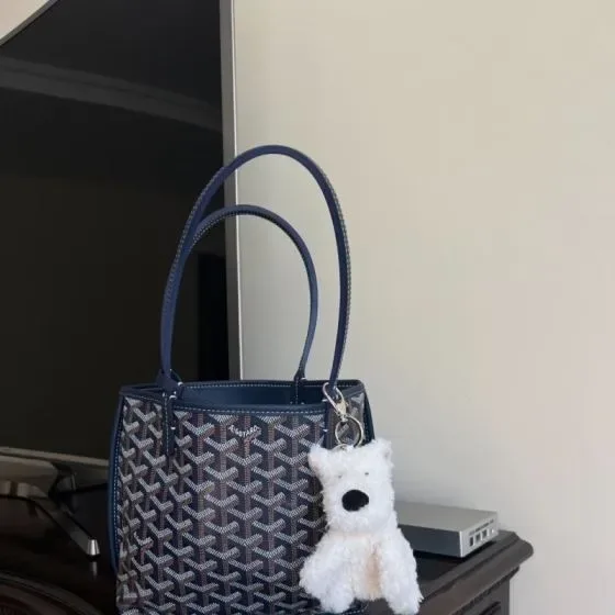 Goyard Anjou Mini Navy Blue Tote Bag