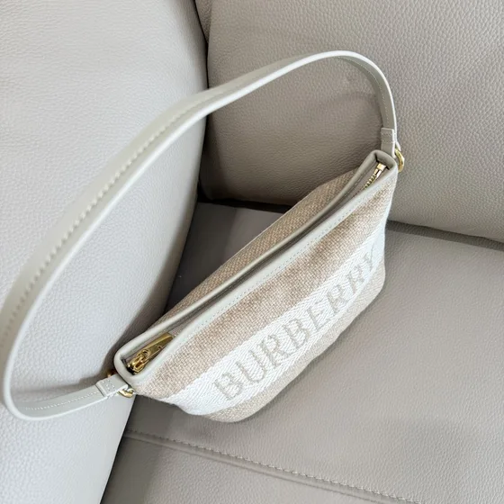 Burberry Mini Doek Shoulder Etui Beige/Wit Schoudertas