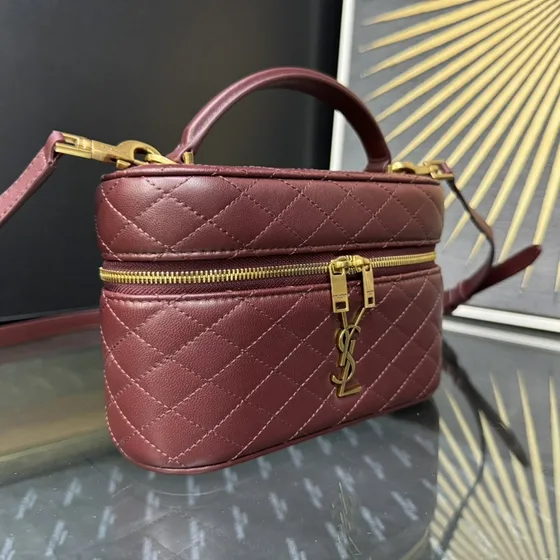 YSL Gaby Mini Vanity Bag Merah marun Crossbody