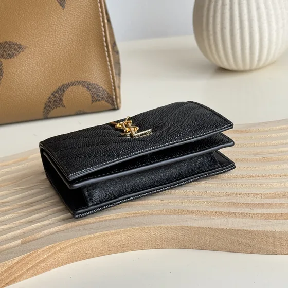 YSL Cassandre Matelassé Card Case Schwarz Card Holder