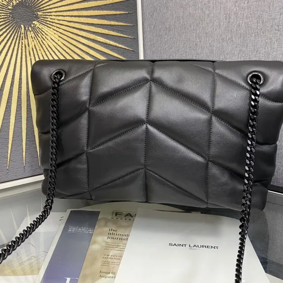 YSL Loulou Puffer Dark Gray Shoulder Bag