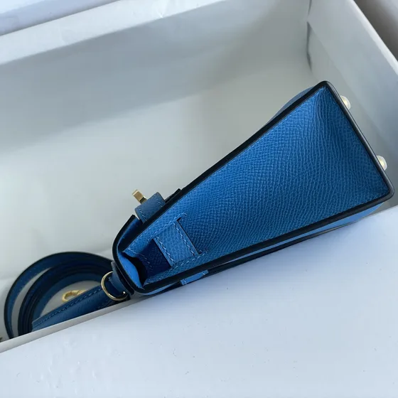 Hermes Mini Kelly Azul Asa superior