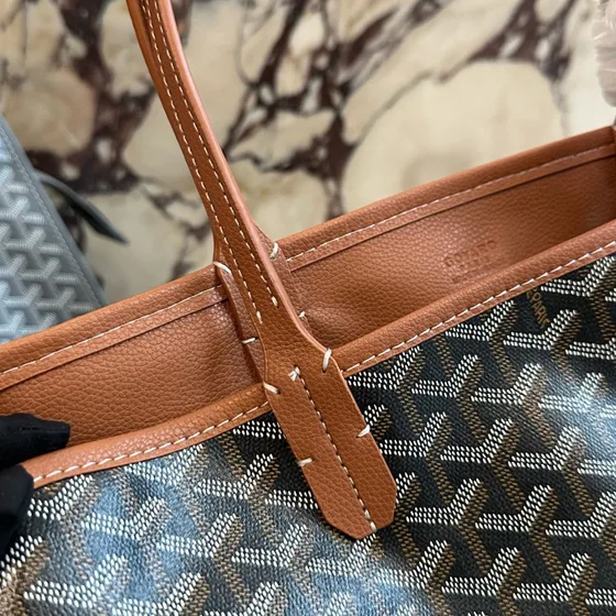 Goyard Sainte Marie Black Tan Top Handle