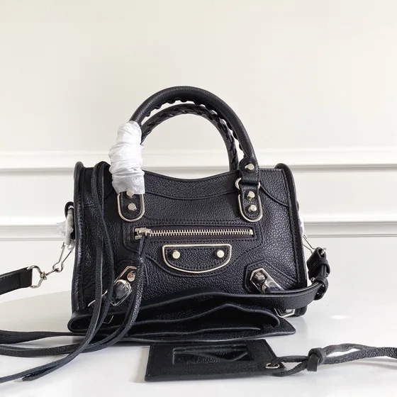 Balenciaga City Mini Metallic Edge Preto Alça superior