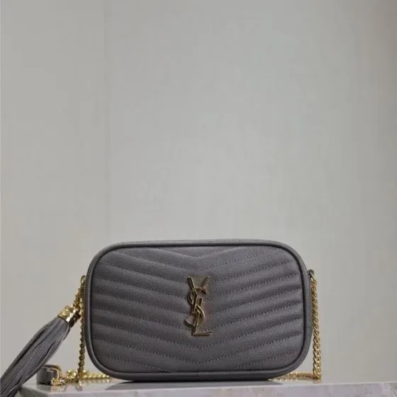 YSL Lou Mini Camera Bag Gray Crossbody